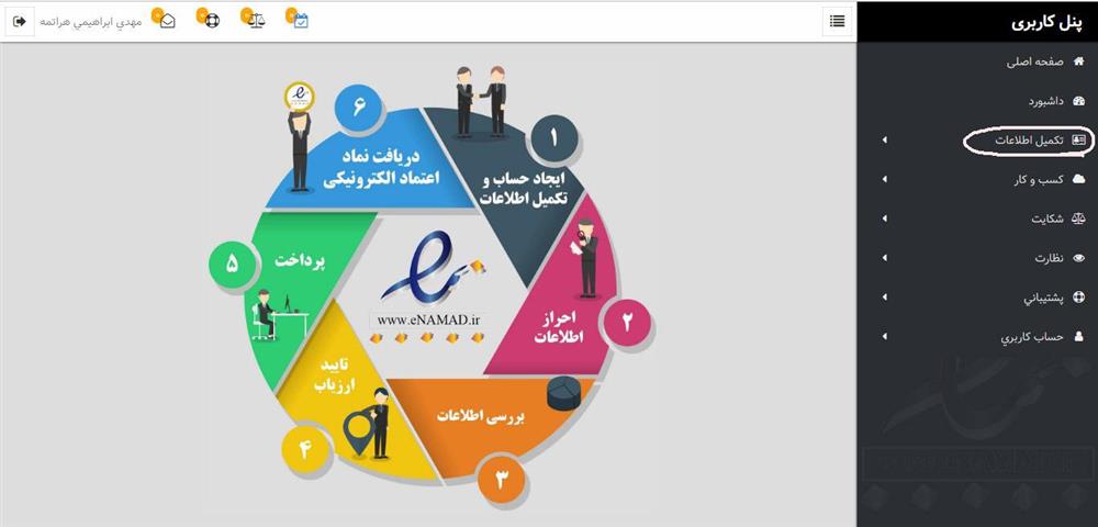 تکمیل اطلاعات برای دریافت اینماد